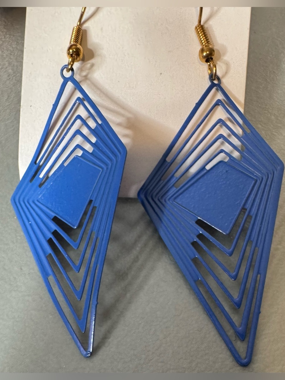 Blue Geometric Drop Earrings - Women Jewelry artsy statement earrings